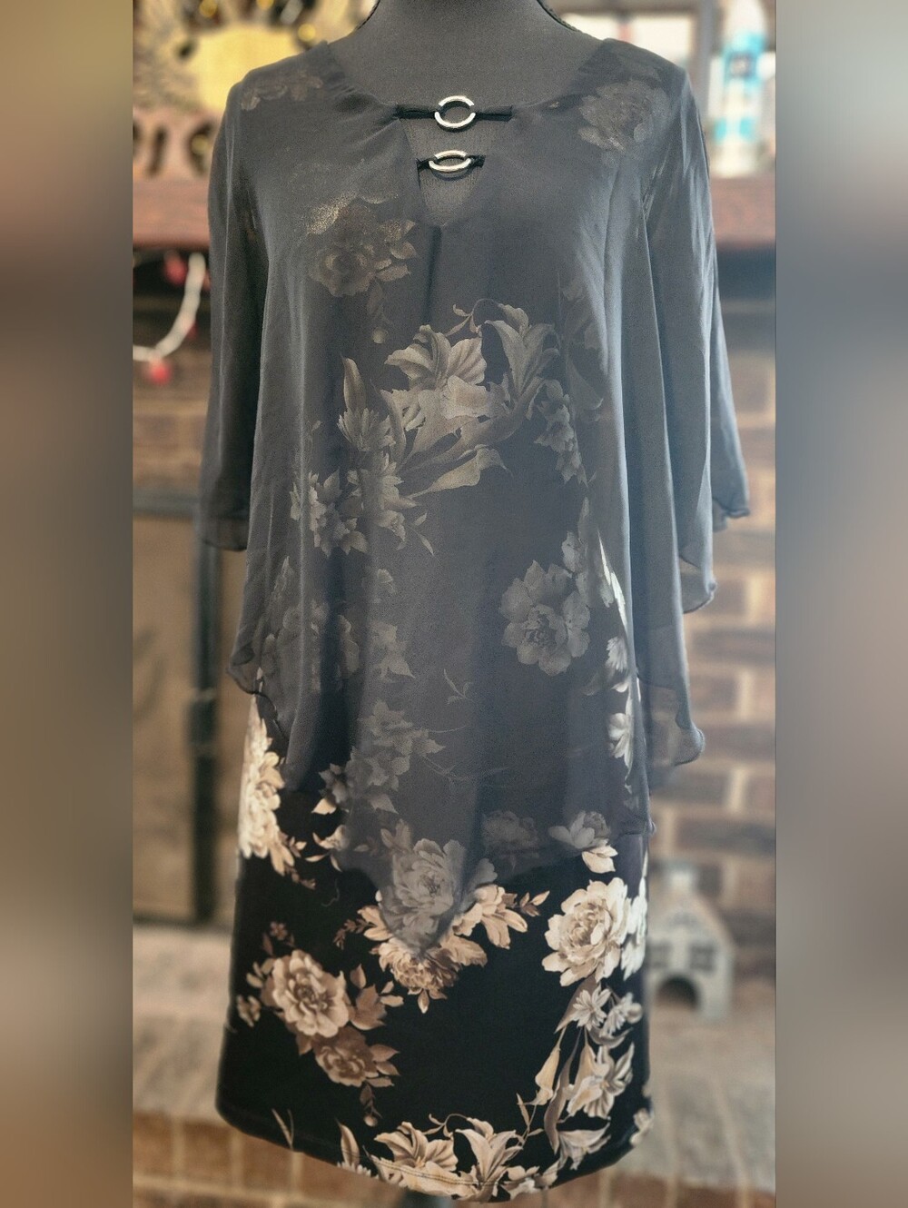 Short Black and Tan Floral Dress